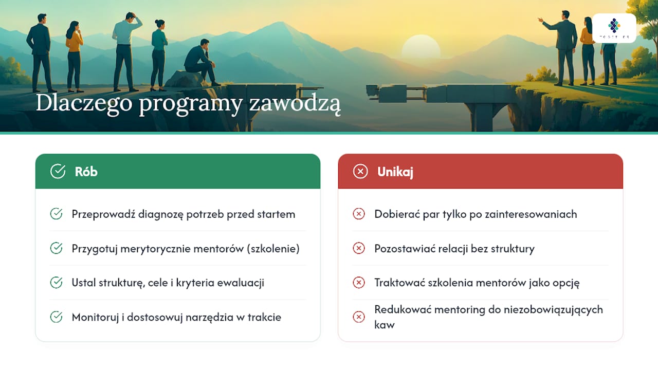 Dlaczego większość programów mentoringowych nie przynosi obiecanych efektów — overview diagram